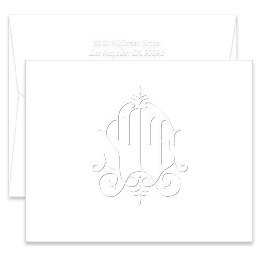 Whitlock Monogram Folded Note Cards - Embossed